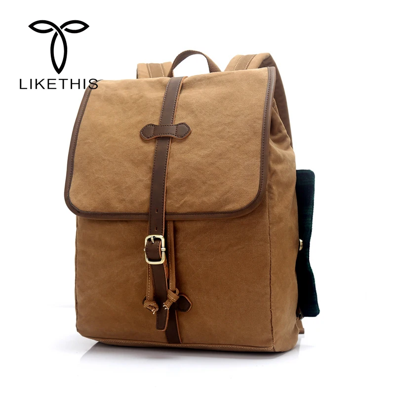 

2018 New Vintage Man's Canvas Backpack Preppy Style Travel Schoolbag Men Large Capacity Rucksack Shoulder SchoolBag High Quality