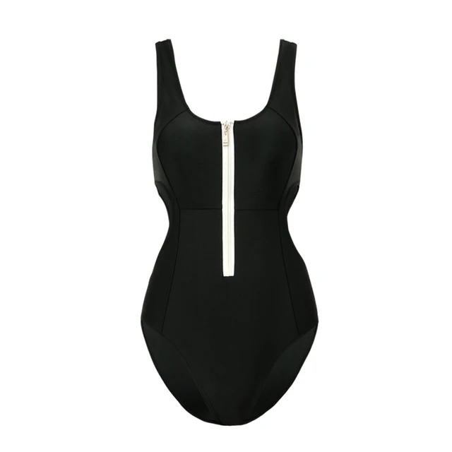 Zipper Swimwear Women One Piece Swimsuit Push Up Bathing Suit Ladies