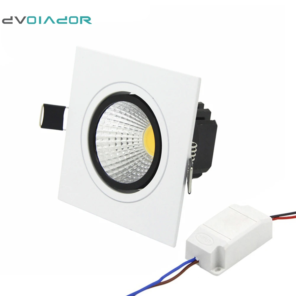 

DVOLADOR Spure Bright Dimmable COB LED Downlight 7W 9W 12W 15W AC110V220v Square Ceiling Recessed Lamp For Home Decoration Light