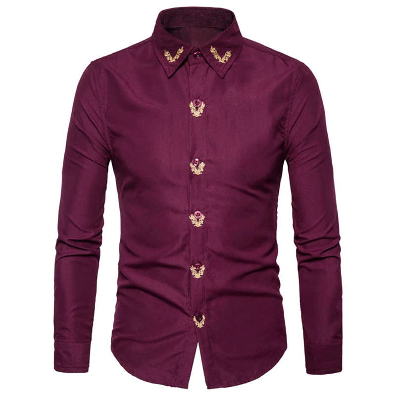 Autumn Fashion New Brand Business Men's Shirt Embroidered