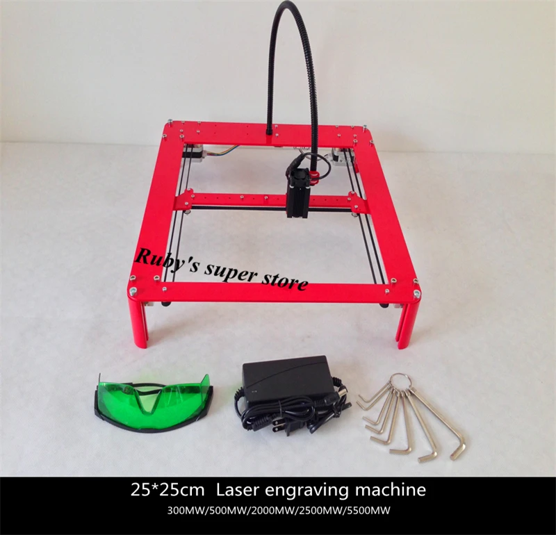 2016 New Laseraxe 2500mW DIY Hbot Desktop Mini Laser Engraver Engraving Machine Laser Cutter Etcher 25X25cm Adjustable Power