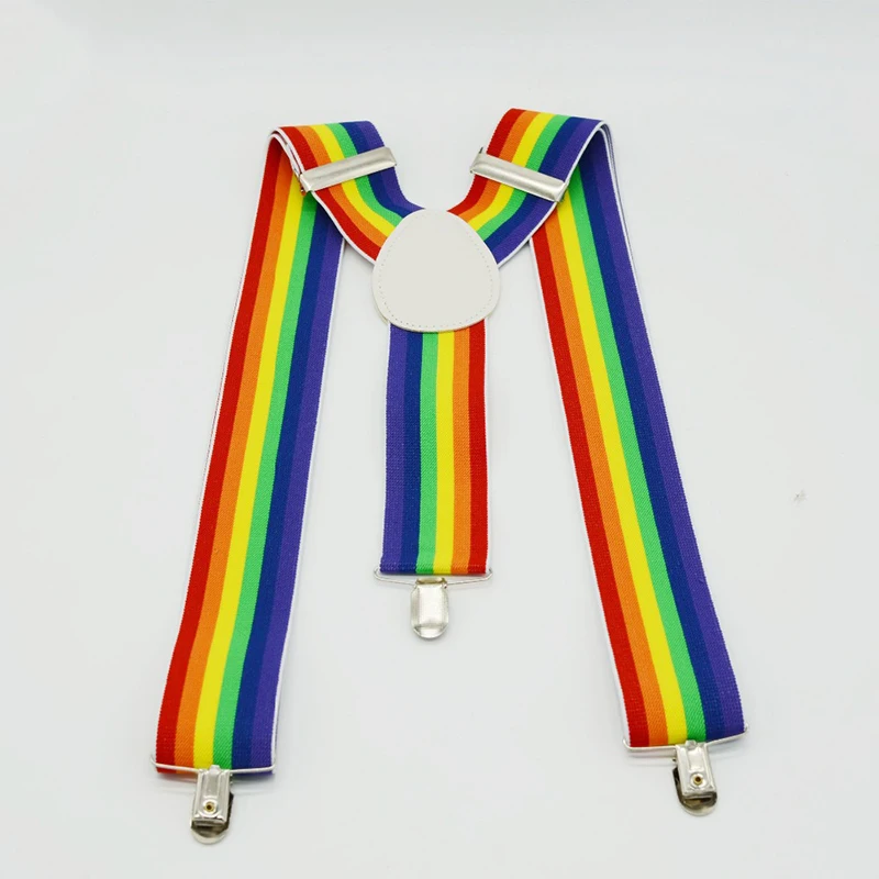 Rainbow Women 's Suspenders Adult Size 3 Clips Unisex Trouser 's Brace