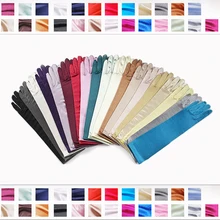 1" Локоть Длина стрейч атласные перчатки для невесты выпускного вечера Формальные 11 цветов