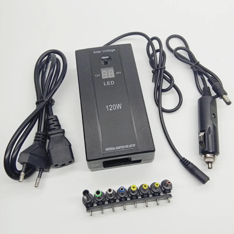 

120W display Adjustable Voltage adaptador 12V 15V 16V 18V 19V 20V 22V 24V Universal Power Charger Adapter AC For Laptop Notebook