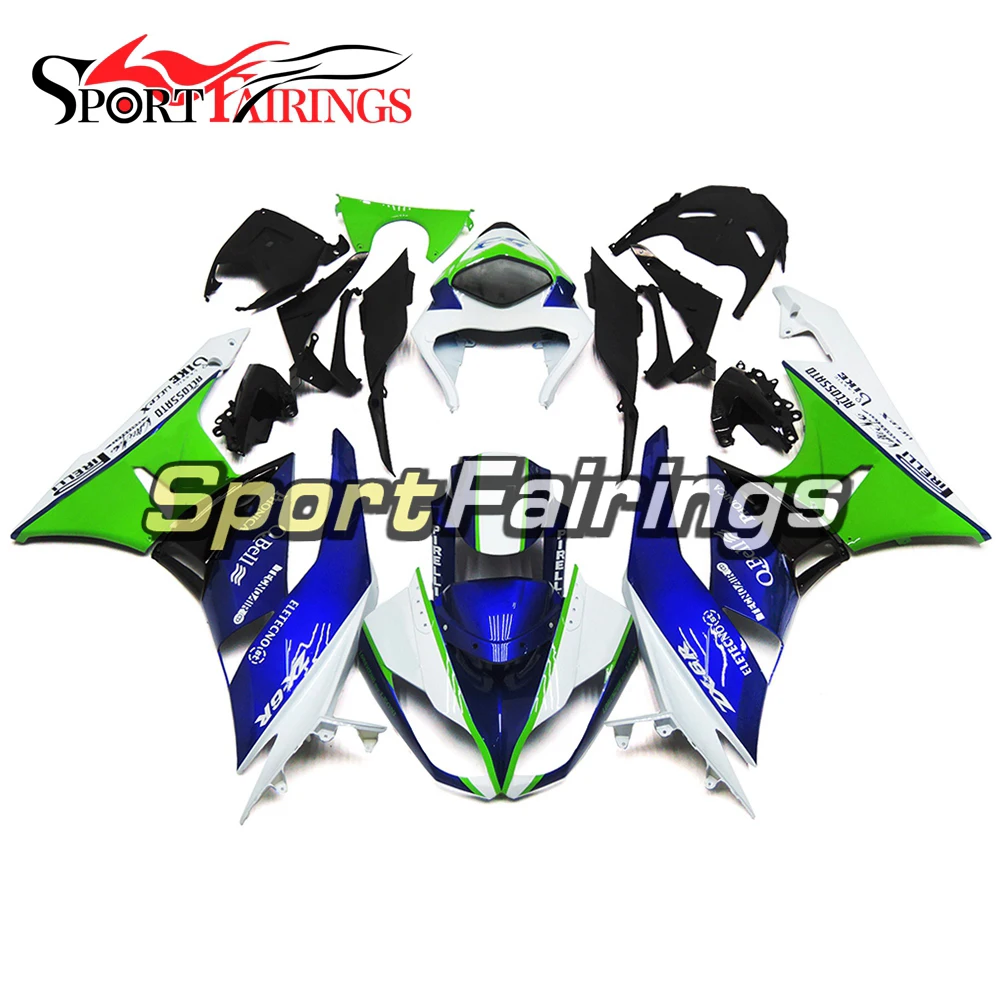 Обтекатели на мотоцикл для ZX6R 636 2009 2010 2011 2012 Kawasaki рамы кузова впрыскивание, АБС-пластик Кузов корпусов сине-белые зеленый
