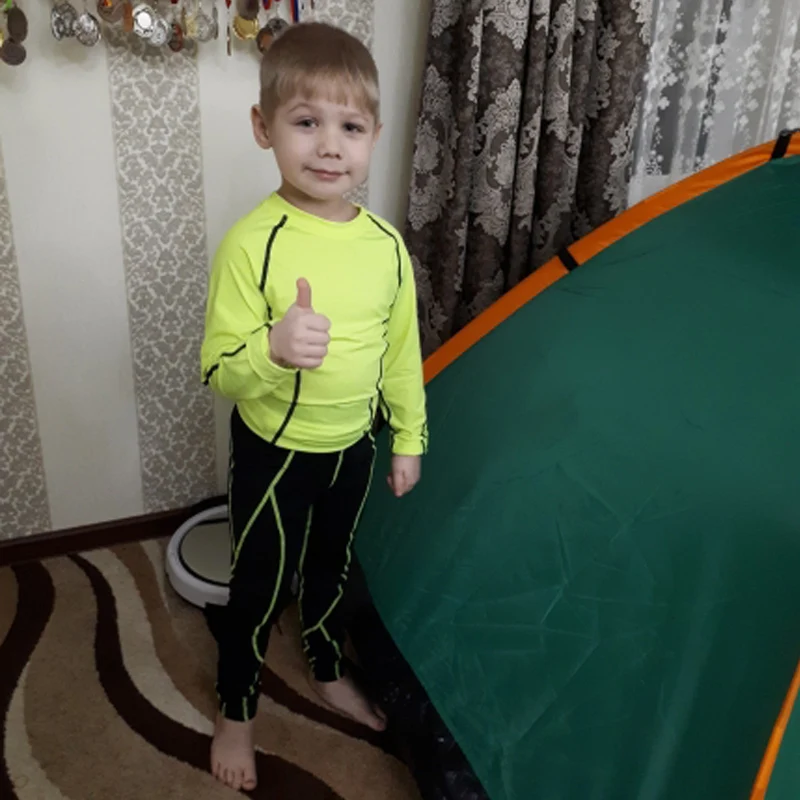 

Children's Long Johns Suit Boy Winter Training Thermal Underwear Set Children Rash Guard Kit Compression Quick drying Sport Suit