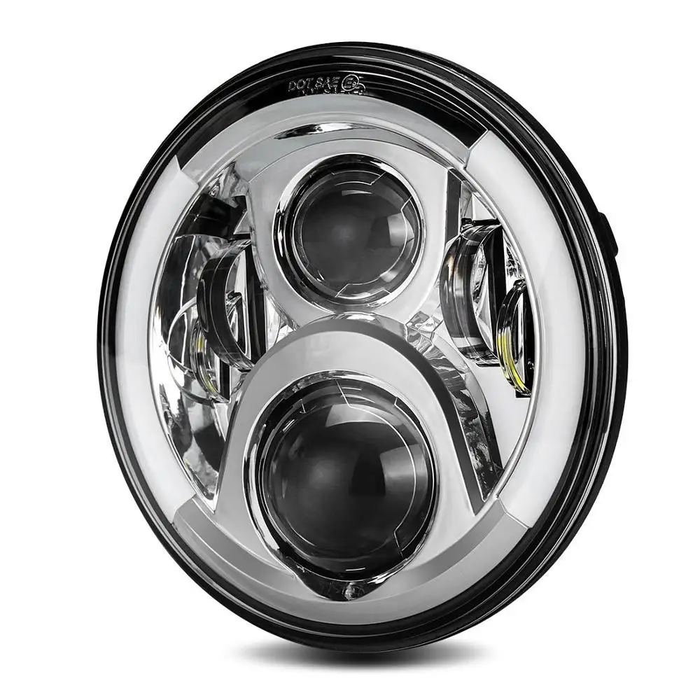 7 дюймов круглый мото проектор фара для Road King Street Glide Fatboy - Цвет: Chrome