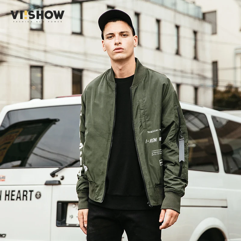VIISHOW Men Bomber Jacket Streetwear Brand Clothing Patch Jacket Mens