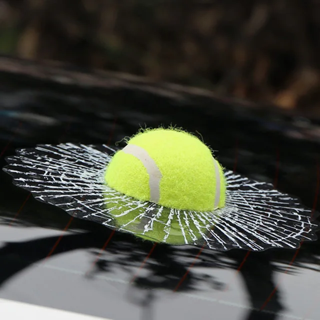1x Yellow Car Styling 3D Tennis-Hit-Glasses Sticker Decal Windshield Glass Funny