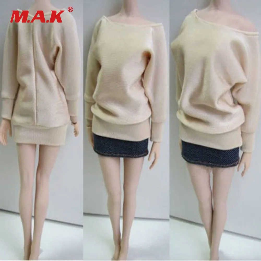 1/12 Female White T-shirt & Pink Short Skirt Clothes Set  For 6'' Figure Body