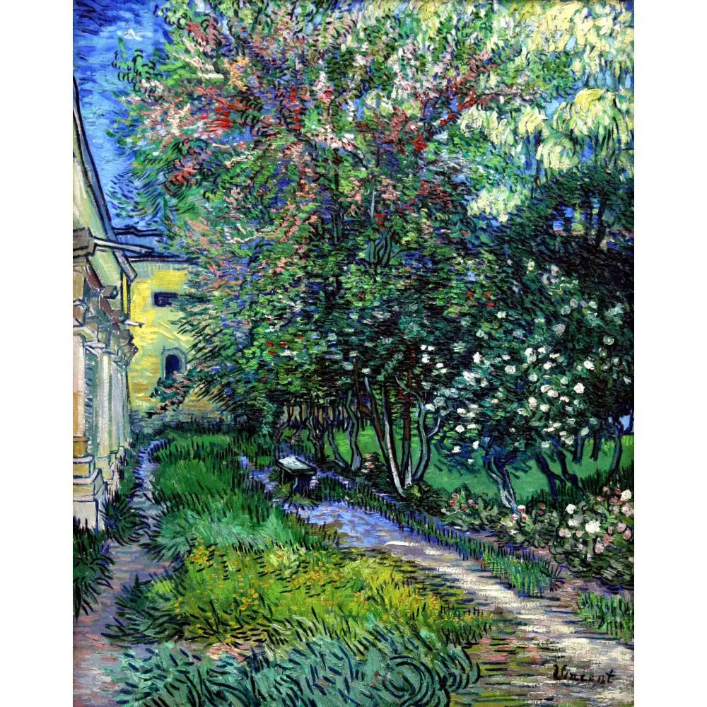 

High quality Vincent Van Gogh Paintings The Garden of Saint Pauls Hospital at Saint-Remy Handmade Canvas art Reproduction