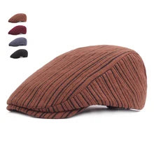 Новые осенне-зимние хлопковые береты, кепка s для мужчин, повседневные регулируемые полосатые береты, Кепка с якорем для спорта, модная плоская кепка s