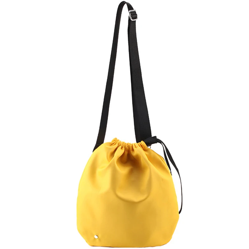 

FGGS-Nylon Canvas Bag Purse Slanting Shoulder Bag Handbags Broadband Bucket Bag Drawstring Large Capacity