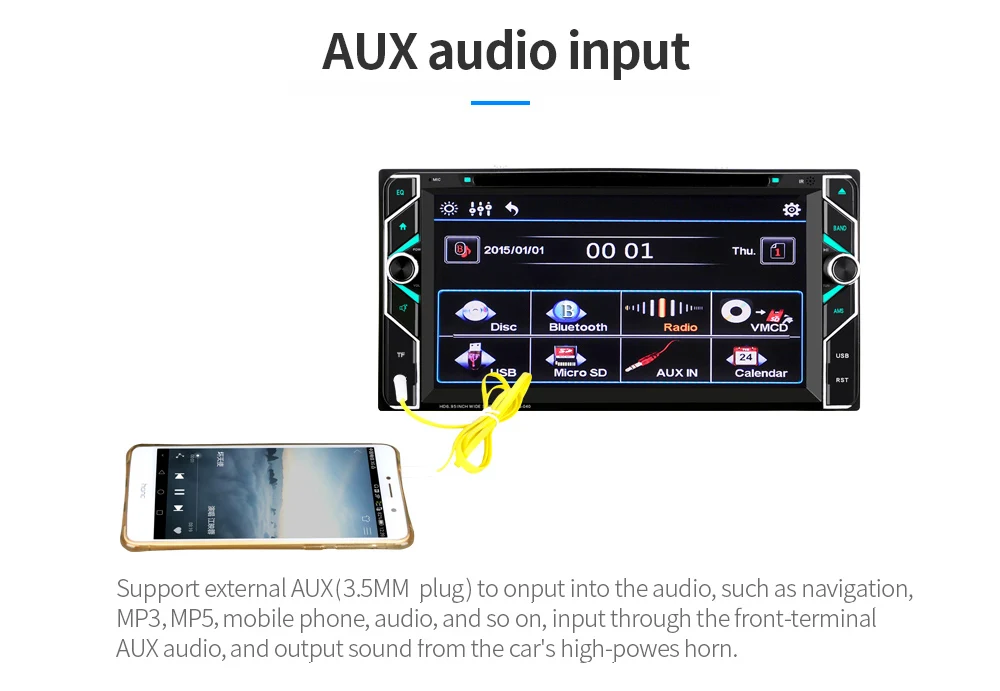 Flash Deal HG040 2 Din 6.95 inch Bluetooth Car Stereo DVD Player for Toyota Supports Hands-free Call FM Radio Function 7
