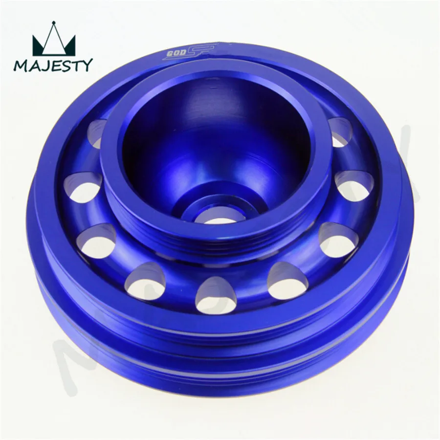 Racing Light Weight Aluminum Crankshaft Pulley OEM Size 92 95 Ci vic SOHC D16 blue