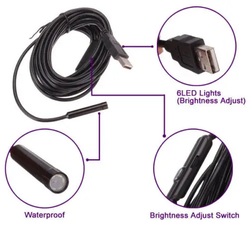 USB бороскоп эндоскоп 6 Led 10 м Водонепроницаемая камера для наблюдения со змеиной