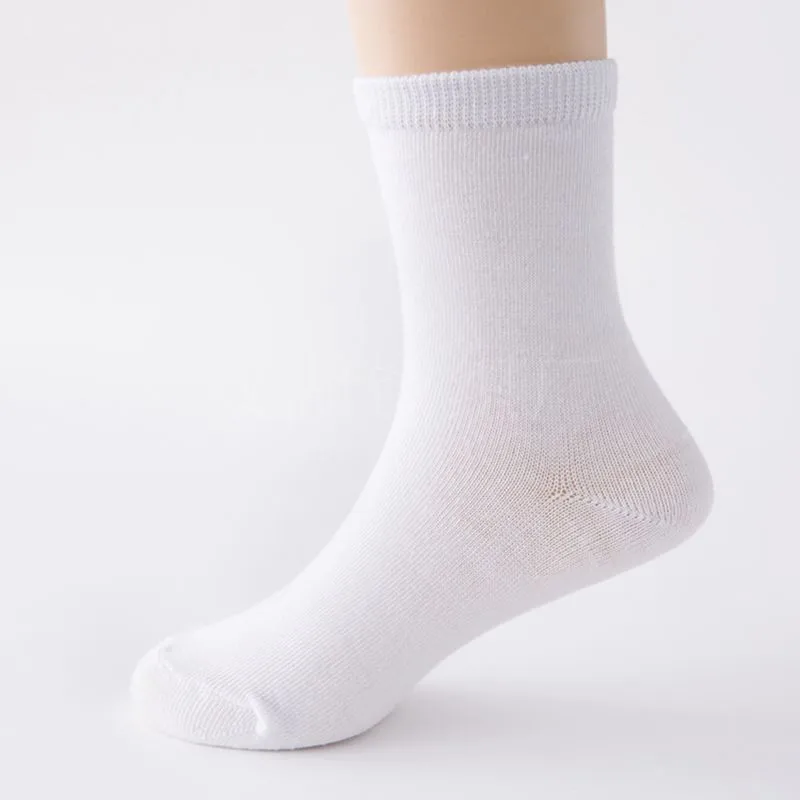 5 пар/лот, детские белые носки весенние Стильные однотонные тонкие мягкие хлопковые детские спортивные носки для мальчиков и девочек