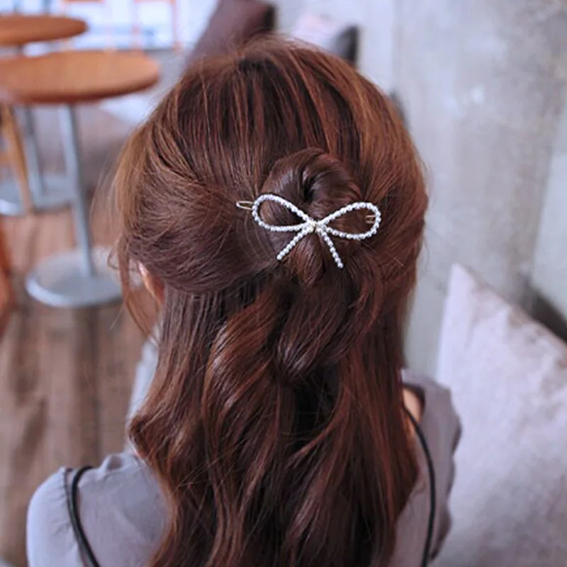 

1pcs Korean Fashion Bowknot Star Pearl Hair Clips Hairgrips Women Girls Barrette Ornament Hair Accessories dropshipping