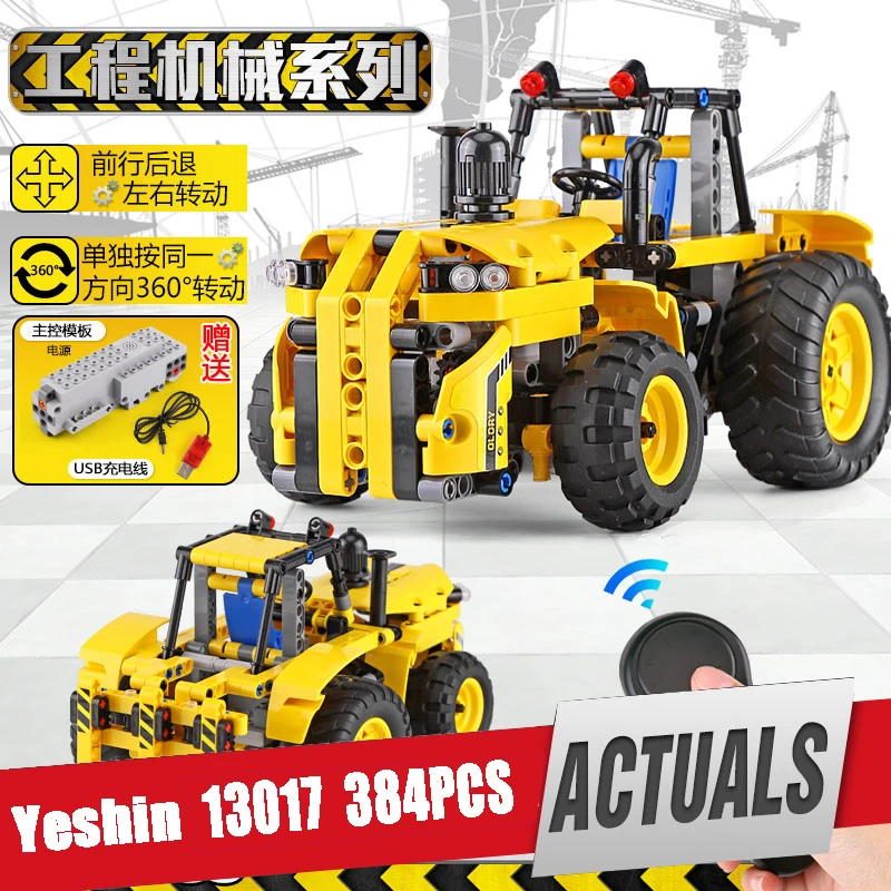 Yeshin 13017 Инженерная команда серии Комплект трактора строительные блоки кирпичи пульт дистанционного управления автомобиля игрушки малыш