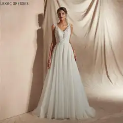 Vestido De Noiva 2019 Свадебные платья с аппликацией кружево жемчуг свадебное платье свадебные платья Abito Da Sposa Boho