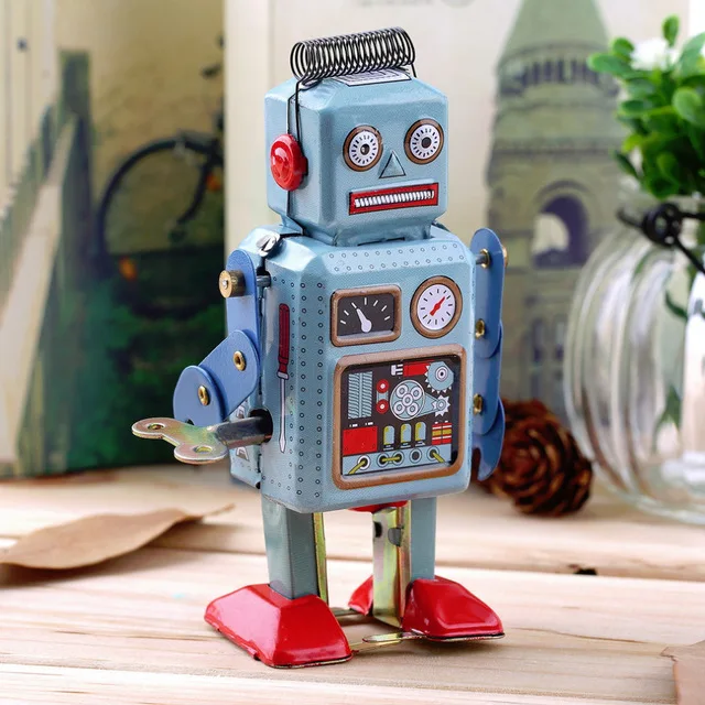 1 pièce Vintage mécanique horloge liquidation métal marche Robot étain jouet enfants cadeau vente chaude dans le monde entier