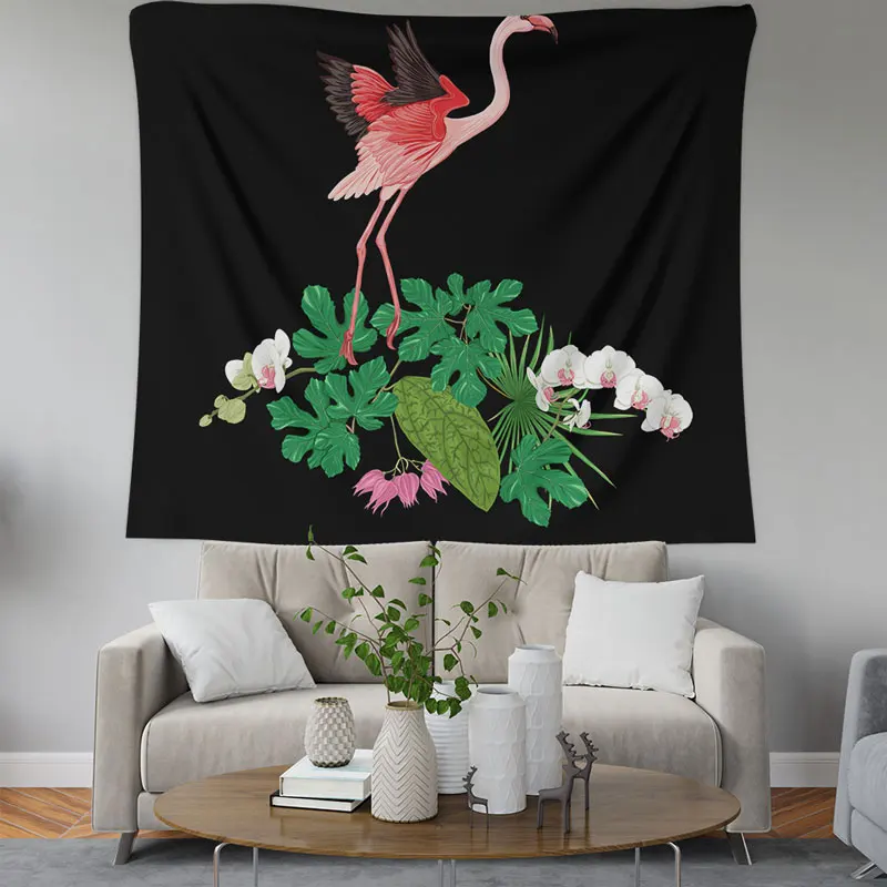Nordic Flamingo Tapestry Bird Wall hanging Tapestries Home Decor Beach Towel Yoga Mat Picnic Blanket Table Cloth Girls Gift - Цвет: Светло-серый