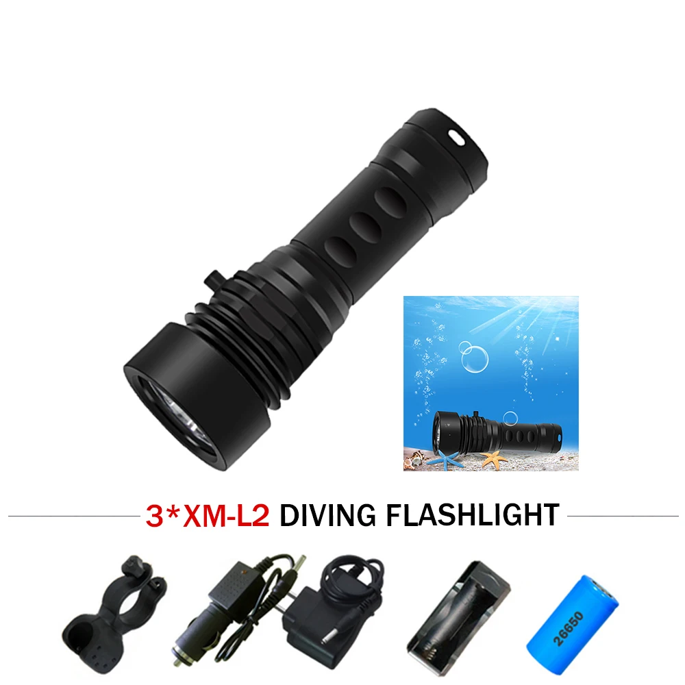 

120m underwater fill light diving flashlight Scuba photography lamp lanterna 26650battery underwater work light waterproof torch