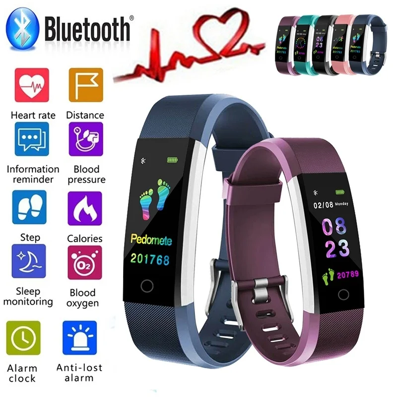 

Smart Wristband Fitness Bracelet Band 0.96" Touch Screen LCD Message Heart Rate Time Smartband IP67 Waterproof Wrist Band
