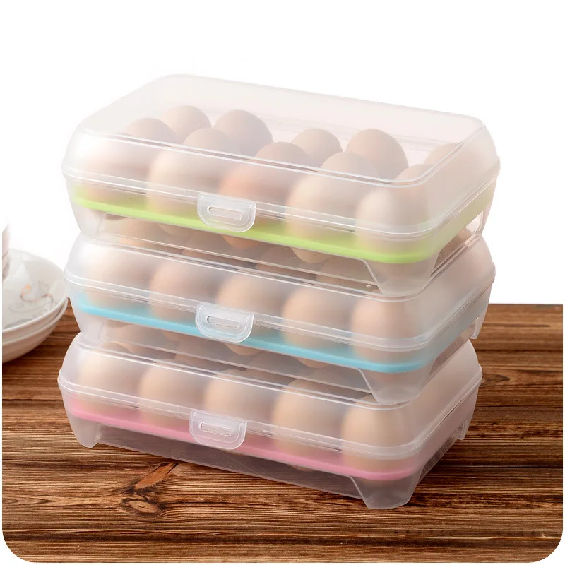 Portable Carry Plastic 15 Egg Eggs Storage Box Container Holder Case