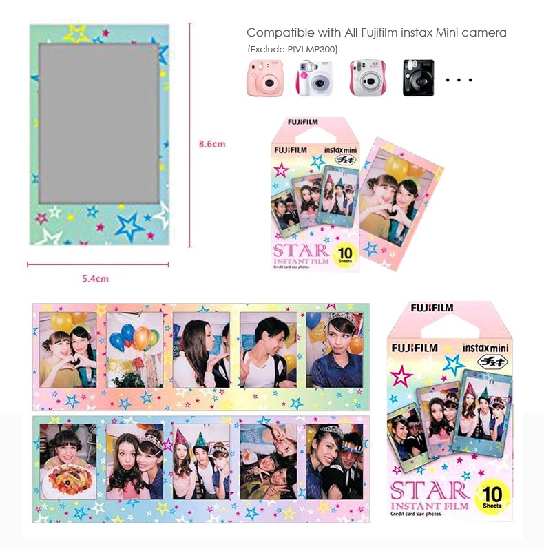 100% Фирменная Новинка пленка Fujifilm Instax Mini SHINY STAR 10 листов мгновенная для 7s 8 9 11 Liplay FUJI