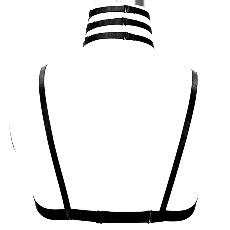 Womens Sexy Sheer Lace Caged Bra Bondage Lingerie Elastic Adjust Back Tops Body Harness Goth Fetish Burlesque Garter Belt