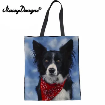 

NoisyDesigns Canvas Environmental Protection Mom Shopping Bag Puppy Schnauzer Printed Top Handbag Shoulder Daily Large Tote Bag