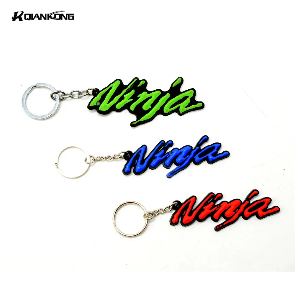 R QIANKONG 3D Motor Accessories KeyChain Key Ring Rubber Key Chain For Kawasaki NinjaZX-10R Ninja300 NinjaZX-10R monster energy