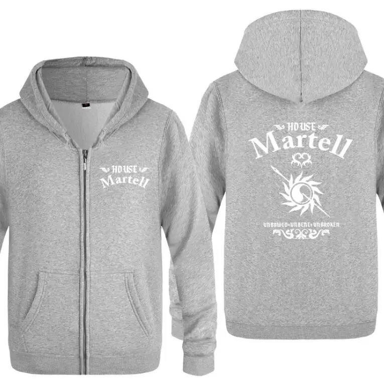 16 Толстовки с капюшоном на молнии Для мужчин ТВ Игра престолов House Martell печатных Для мужчин с капюшоном флис с длинным рукавом мужская куртка толстовка скейт пальто - Цвет: 16