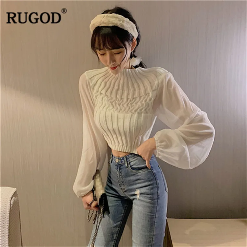 

RUGOD Vintage Fashion Solid Women Short Sweaters Turtleneck Knitted Warm Winter Clothes Casual Women Pullovers pull femme hiver
