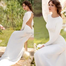 Elegant White Chiffon Velvet Jewel Back Buttons Hollow Mermaid Long Sleeve Wedding Dresses 2014 Cheap