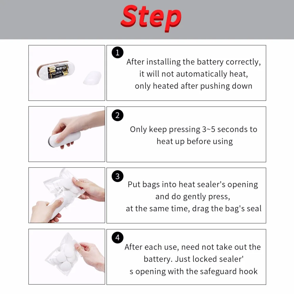 2 In 1 Handheld Bag Heat Sealer Hook Design Perfect for Food & Snack Storage Bag  Cut & Seal Quickly Make Food Fresh (No Batteries Included) (6)