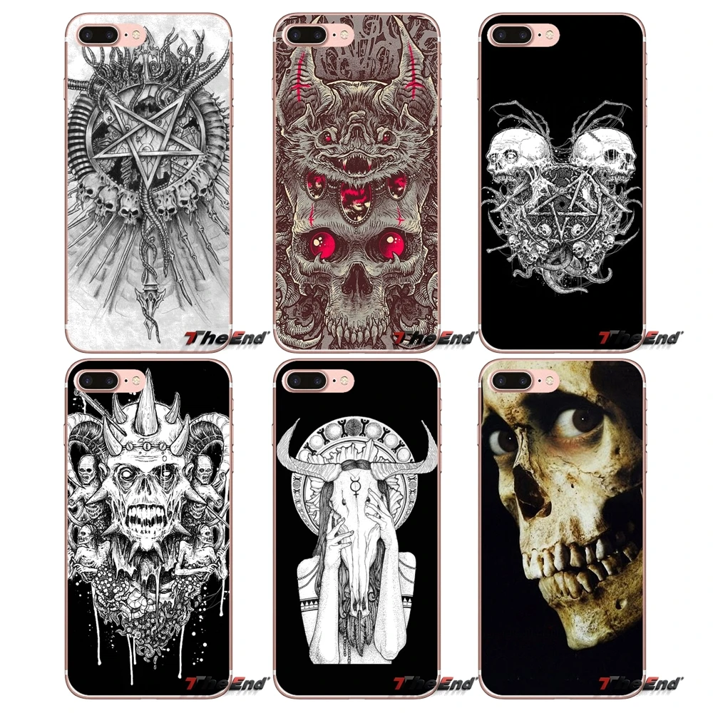 

For Apple iPhone X 4 4S 5 5S SE 5C 6 6S 7 8 Plus 6Plus 7plus 8plus Fundas Coque Satanic Skull Soft TPU Cell Phone Case Cover