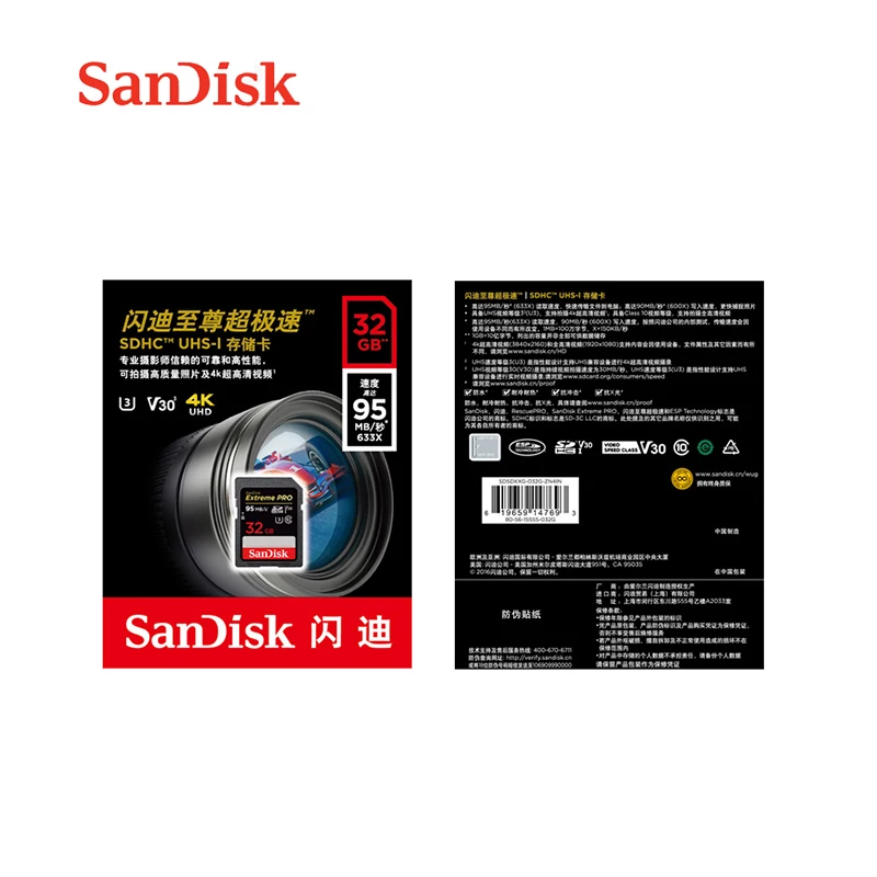 SanDisk Экстрим Pro карта памяти 32 Гб C10 V30 U3 SD карта 32G флэш-карта SD памяти SDXC SDHC камера Drone высокоскоростная карта памяти