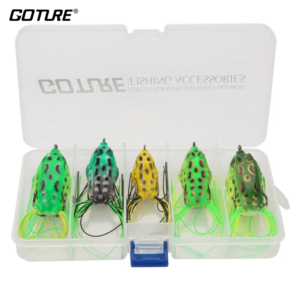 Goture набор мягких рыболовных приманок Kit Top Water Frog наживка воблер 5 шт. с коробкой