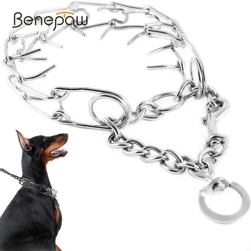 

Benepaw Dog Training Collar Metal Collar Dog Chain Obedience Training Easy Walking Command Correction Choker To Stop Pulling