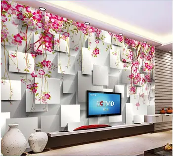 

Custom photo 3d wallpaper Non-woven mural grid flowers background decoration painting 3d wall murals wallpaper for walls 3 d