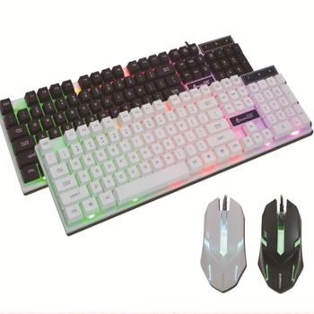

KuWFi Environment-friendly backlight computer mouse and keyboard set Internet cafe game office luminous keyboard USB cable keyb