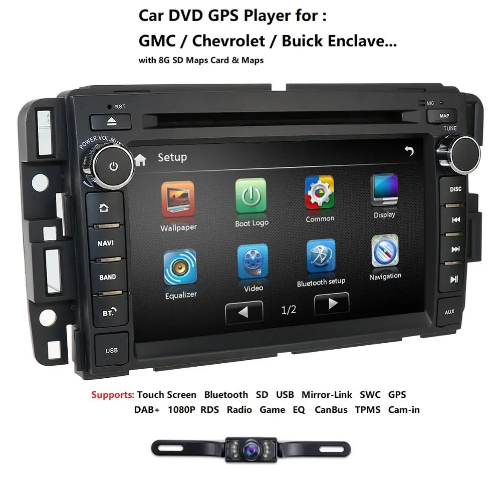 Flash Deal Ossuret 7" Double Din Touchscreen FM/AM Radio Wince Car Stereo DVD Player GPS Navi for GMC Yukon Acadia Chevy 2007-2012 SWC RDS 2