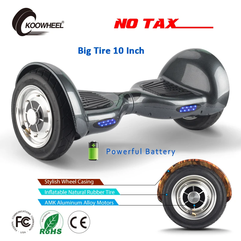 KOOWHEEL Carbon Black Hover Board 10 inch Electric Balance Board Smart