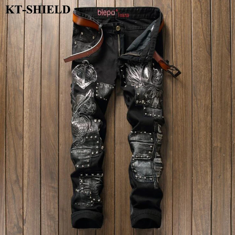 Men Jeans New Arrival Black Cotton Denim Pants for Man Biker Distressed Pants Male Fashion Brand