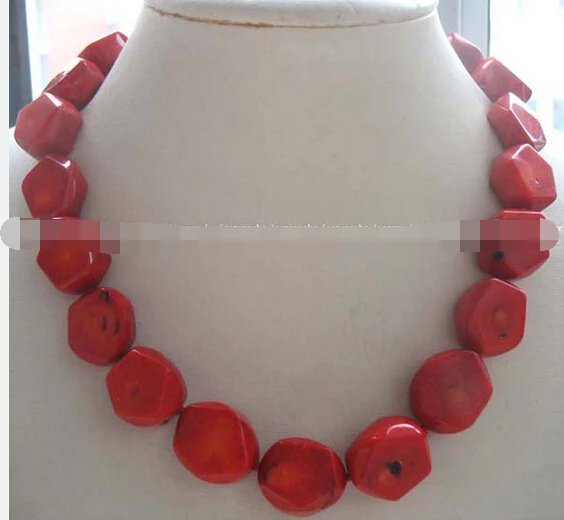 

0001821 coral red necklace 17" nature