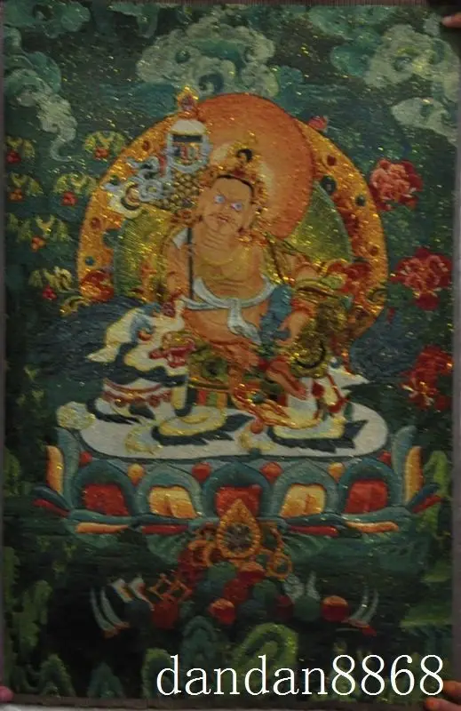 

Tibet buddhism Silk Embroidery thangka wealth rich Treasure Heavenly King tangka home decoration