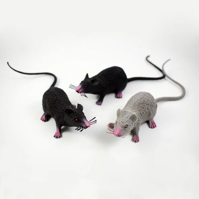 50pcs/lot 22cm Plastic Mouse Tricky Toys Scary Horror Props Black Gray
