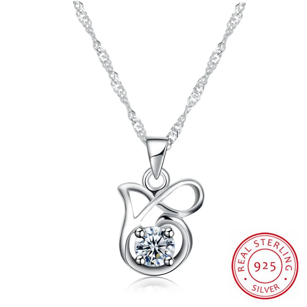 

Original 2018 New CZ Jewelry 925 Sterling Silver Cubic Zircon Pendant Necklace Wedding Gift Zircon For Women Colar Wholesale New